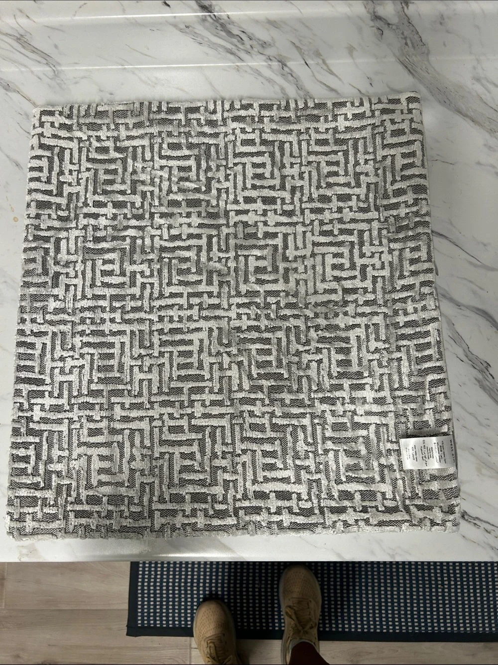 West Elm Gray and White Geometric Wash Cloth 20x20